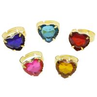 Eisen Open -Finger-Ring, mit Kristall, Herz, goldfarben plattiert, unisex & einstellbar & facettierte, gemischte Farben, frei von Blei & Kadmium, 19x23x16mm, Größe:6-9, 100PCs/Tasche, verkauft von Tasche