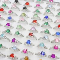 Anillo de dedo de aleación de Zinc, chapado en color de platina, para mujer & con diamantes de imitación, color mixto, libre de plomo & cadmio, 23x28x11mm-21x26x10mm, tamaño:6-9, 100PCs/Caja, Vendido por Caja