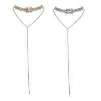 Zinc Alloy Choker Necklace, with 5cm extender chain, plated, for woman & with rhinestone lead & cadmium free, 228mm Approx 12.5 Inch 