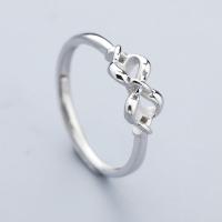 Brass Finger Ring, Bowknot, thick 925 sterling silver plated, adjustable & for woman, nickel, lead & cadmium free, 2mm, US Ring 