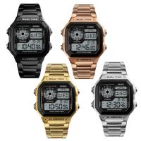 SKmei® Reloj para hombre, acero inoxidable, con dial de plástico, chapado, 30M resistente al agua & LED, más colores para la opción, 43x45x13mm, 18mm, longitud:aproximado 8.6 Inch, Vendido por UD
