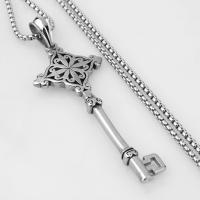 Edelstahl -Strickjacke-Ketten -Halskette, Schlüssel, plattiert, unisex & Kastenkette, keine, 85x33mm, Länge:ca. 24 ZollInch, verkauft von Strang