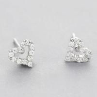 Cubic Zirconia Micro Pave Brass Earring, Heart, plated & micro pave cubic zirconia & for woman, nickel, lead & cadmium free 