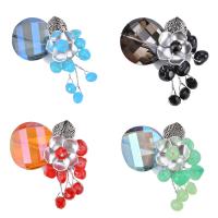 Resin Brooch, Zinc Alloy, with Crystal & Resin, silver color plated, for woman lead & cadmium free 
