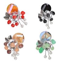 Resin Brooch, Zinc Alloy, with Crystal & Glass Pearl & Resin, silver color plated, for woman lead & cadmium free 