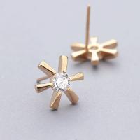 Cubic Zircon Brass Earring, Flower, gold color plated, for woman & with cubic zirconia, nickel, lead & cadmium free 