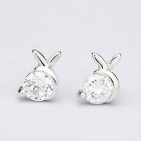 Cubic Zircon Brass Earring, thick 925 sterling silver plated, for woman & with cubic zirconia, nickel, lead & cadmium free 
