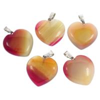 Red Agate Pendants, with Zinc Alloy, Heart Approx 
