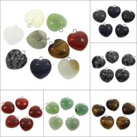 Pendentifs pierres gemmes mixtes , pierre gemme, avec alliage de zinc, coeur, différents matériaux pour le choix Environ 2mm, Vendu par PC
