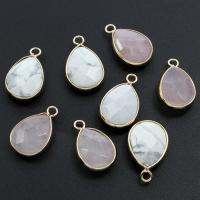 Mixed Gemstone Pendants, with Zinc Alloy, Teardrop & faceted Approx 2mm 