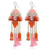 Shell Drop Earring, with Plush & Crystal & Zinc Alloy, for woman 