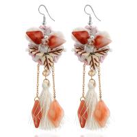 Shell Drop Earring, with Plush & Crystal & Zinc Alloy, for woman 