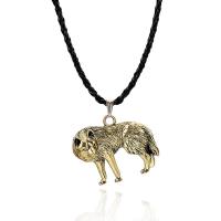 Zinc Alloy Necklace, with Waxed Linen Cord, with 7cm extender chain, Wolf, plated, Unisex lead & cadmium free, 500mm Approx 19.5 Inch 