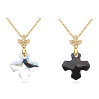 CRYSTALLIZED™ Brass Necklace, with CRYSTALLIZED™, with 5cm extender chain, Cross, real gold plated, box chain & for woman & faceted nickel, lead & cadmium free Approx 15.5 Inch 