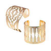 Iron Cuff Bangle, gold color plated & for woman & frosted, lead & cadmium free, Inner Approx 65, 63mm Approx 7.5 Inch 