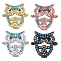Cubic Zirconia Micro Pave Brass Connector, Owl, plated, micro pave cubic zirconia & 1/1 loop Approx 1mm 