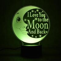 LED Colorful Night Lamp, Acrylic, with ABS Plastic, Moon, button switch & with USB interface & with LED light & change color automaticly 
