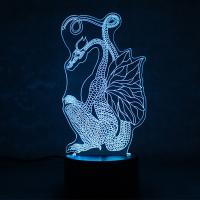 LED Colorful Night Lamp, Acrylic, with ABS Plastic, Dragon, button switch & with USB interface & with LED light & change color automaticly 