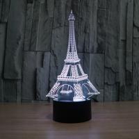 Acrylic Night Light, with ABS Plastic, Eiffel Tower, with USB interface & with LED light & change color automaticly 