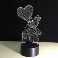 Acrylic Night Light, with ABS Plastic, Bear, with USB interface & with LED light & change color automaticly 