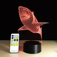 Acrylic Night Light, with ABS Plastic, Shark, with USB interface & with LED light & change color automaticly 