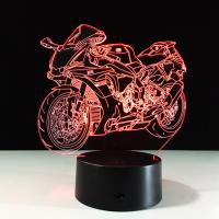 Acrylic Night Light, with ABS Plastic, Motorcycle, with USB interface & with LED light & change color automaticly 