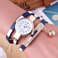 Fashion Watch Bracelet, PU Leather, with Glass & Zinc Alloy, plated, for woman 26mm, 6mm Approx 21.6 Inch 