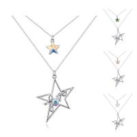 CRYSTALLIZED™ Brass Necklace, with CRYSTALLIZED™, with 5cm extender chain, Star, platinum plated, rolo chain & with letter pattern & for woman & faceted nickel, lead & cadmium free Approx 15.5 Inch 