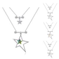 CRYSTALLIZED™ Brass Necklace, with CRYSTALLIZED™, with 5cm extender chain, Star, platinum plated, oval chain & for woman & faceted nickel, lead & cadmium free Approx 15.5 Inch 