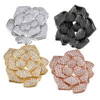 Cubic Zirconia Micro Pave Brass Connector, Flower, plated, multihole & micro pave cubic zirconia Approx 