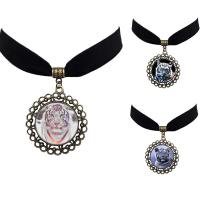 Fashion Choker Necklace, Zinc Alloy, with Velveteen & Glass, with 5cm extender chain, Flower, antique bronze color plated, time gem jewelry & for woman & decal, lead & cadmium free, 40mm Approx 12 Inch 