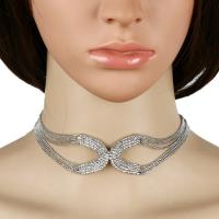 Fashion Choker Necklace, Zinc Alloy, with 8cm extender chain, plated, for woman & with rhinestone lead & cadmium free, 270mm Approx 10.5 Inch 
