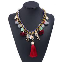 Zinklegierung Halskette, mit Caddice & Plüsch & Harz, mit Verlängerungskettchen von 5cm, goldfarben plattiert, für Frau, frei von Blei & Kadmium, 450mm, Länge:ca. 17.5 ZollInch, verkauft von Strang