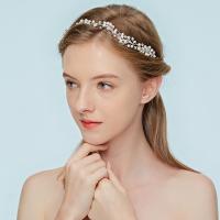 Zinc Alloy Hair Band, with Glass Pearl, Flower, silver color plated, for children, lead & cadmium free 