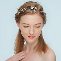 alliage de zinc Bande de cheveux, avec Plastique ABS perle, fleur, Placage de couleur argentée, pour mariée, sans plomb et cadmium Vendu par PC