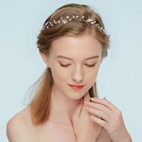 alliage de zinc Bande de cheveux, avec Plastique ABS perle, fleur, Placage de couleur argentée, pour mariée, sans plomb et cadmium Vendu par PC