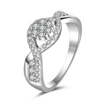 Newegg® Finger Ring, Brass, platinum plated, for woman & with rhinestone, 20mm, 5mm 