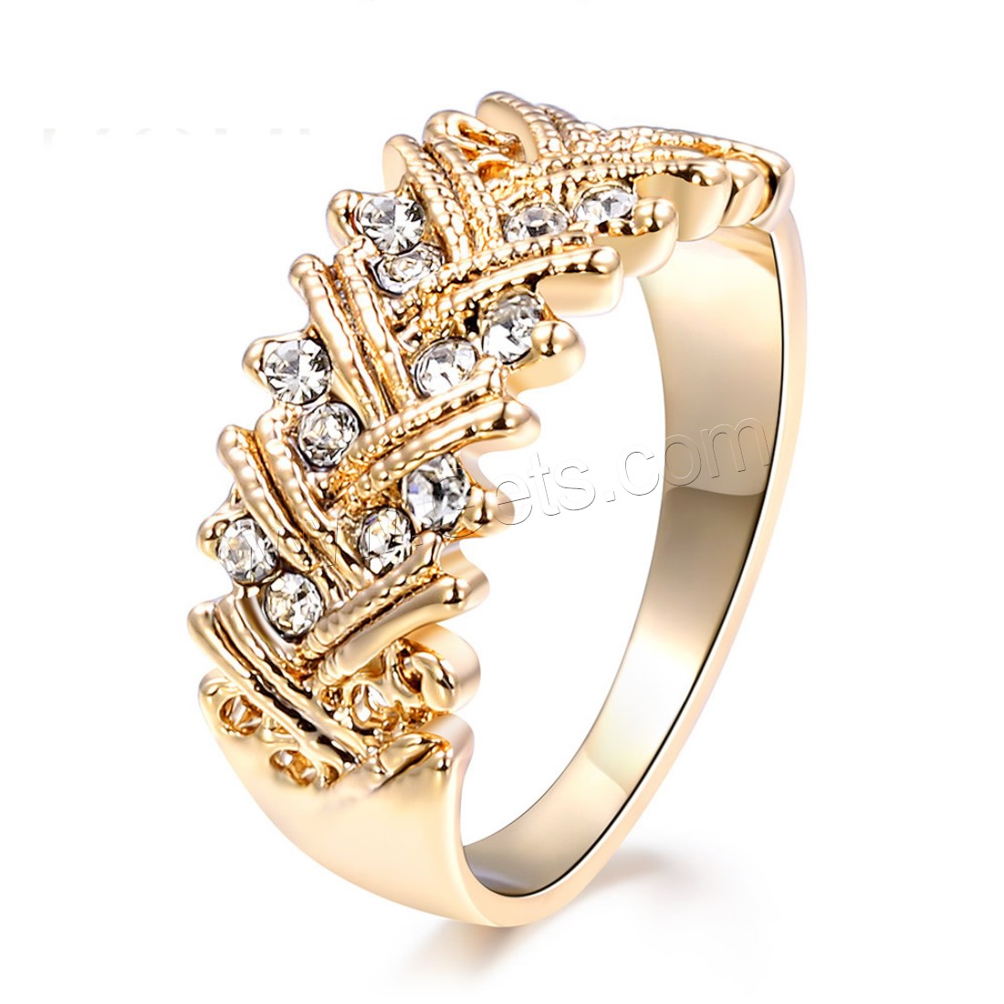 Newegg® Finger Ring, Zinc Alloy, gold color plated, for woman & with rhinestone, 20mm, Sold By PC