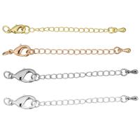Brass Lobster Claw Cord Clasp, plated, with extender chain 