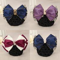 Polyester Hair Jewelry Flower, with Lace & Plastic Pearl & Iron, plated & for woman & with ribbon bowknot decoration & enamel & with rhinestone 