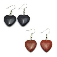 Gemstone Drop Earring, iron earring hook, Heart, platinum color plated & for woman [