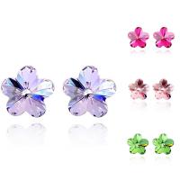 Brass Stud Earring, with CRYSTALLIZED™, Flower, platinum plated, for woman & faceted nickel, lead & cadmium free, 6mm 