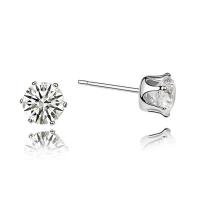 Brass Stud Earring, with CRYSTALLIZED™, platinum plated, for woman & faceted, nickel, lead & cadmium free, 6mm 