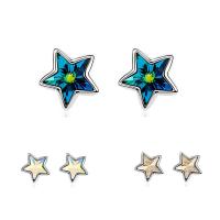 Brass Stud Earring, with CRYSTALLIZED™, Star, platinum plated, for woman & faceted nickel, lead & cadmium free 