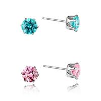 Brass Stud Earring, with CRYSTALLIZED™, platinum plated, for woman & faceted nickel, lead & cadmium free, 6mm 