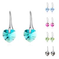 Brass Earring, with CRYSTALLIZED™, Heart, platinum plated, for woman & faceted nickel, lead & cadmium free 
