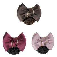 Polyester Hair Jewelry Flower, with Iron & Zinc Alloy, antique brass color plated, for woman & with rhinestone 