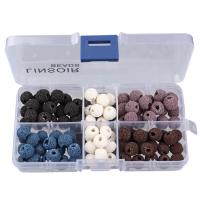 Natural Lava Beads, with Plastic Box, Round, mixed colors, 8mm Approx 1mm 