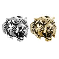 Titanium Steel Finger Ring, Tiger, polished & for man & blacken 20mm 