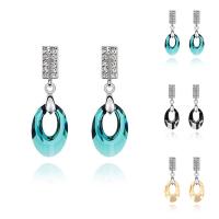 CRYSTALLIZED™ Elements Crystal Drop Earring, Brass, with CRYSTALLIZED™, Flat Oval, platinum plated, for woman & faceted, nickel, lead & cadmium free 
